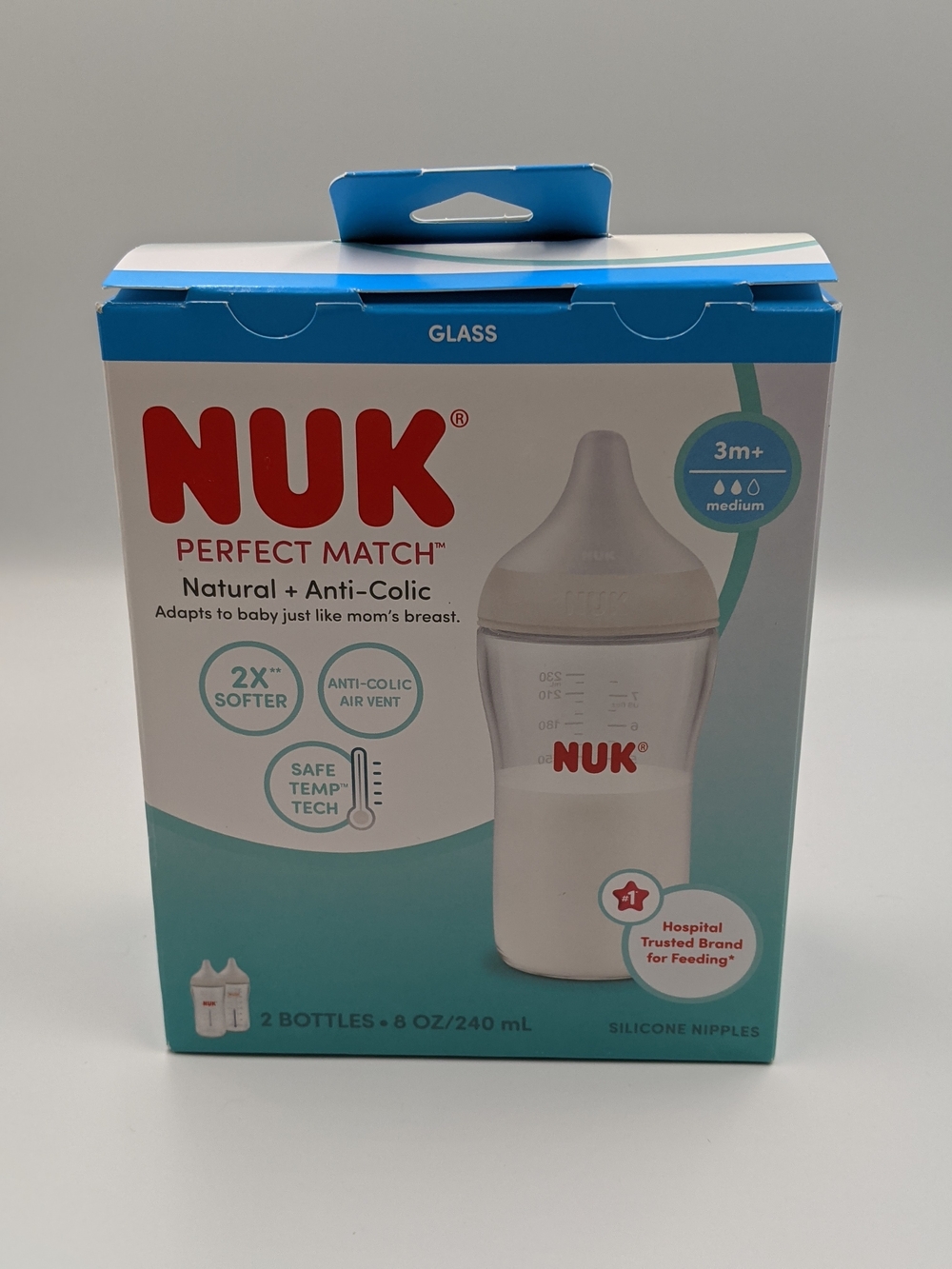 Nuk Perfect Match 8oz Glass bottles 2-pack